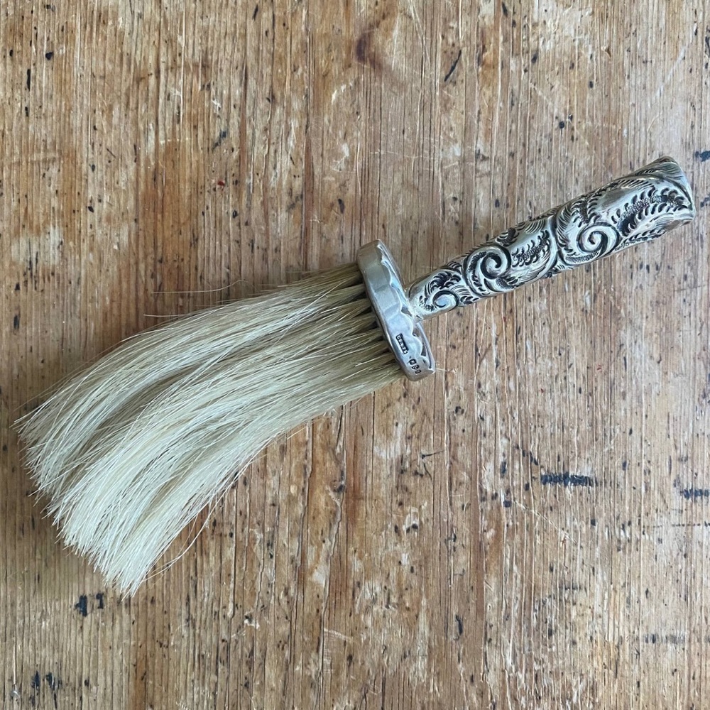 SOLD Vintage 1866 Sterling Silver Barber Brush